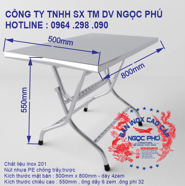 bÀN INOX 50X80/NP3.5D