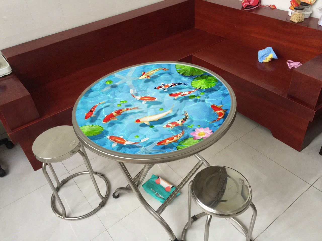 Bàn inox in họa tiết cao cấp